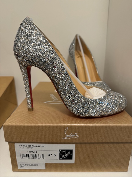 Christian Louboutin Shoes - *NEW* Christian Louboutin Silver Glitter Pointed Toe Pumps